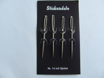 4 Sticknadeln Nr. 14 mit Spitze